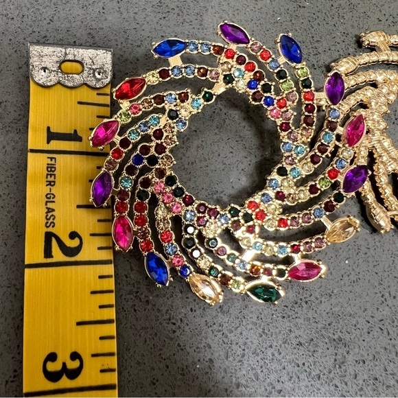 New Starburst Colorful Circular Rhinestone Statement Fashion Jewelry Earrings - Picture 9 of 9